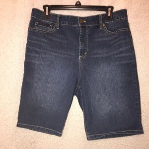 Denim knee length shorts